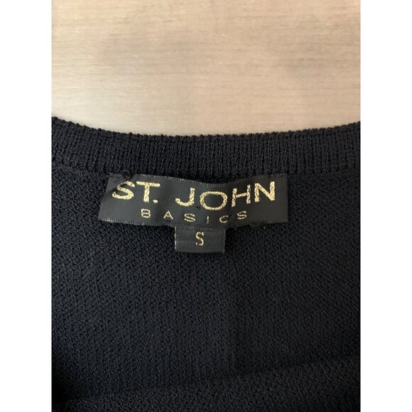 St John Basics Black Santana Knit Cropped Tank Sweater Size S - Picture 8 of 10